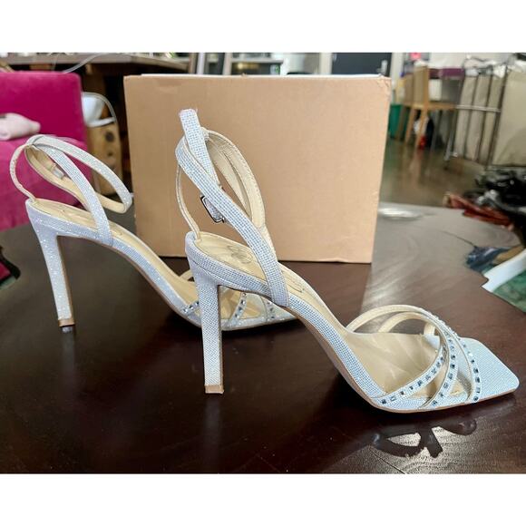 JESSICA SIMPSON Leonah Ankle Strap Sandal Silver Prom Formal Party Size 9 $89 - Picture 5 of 15